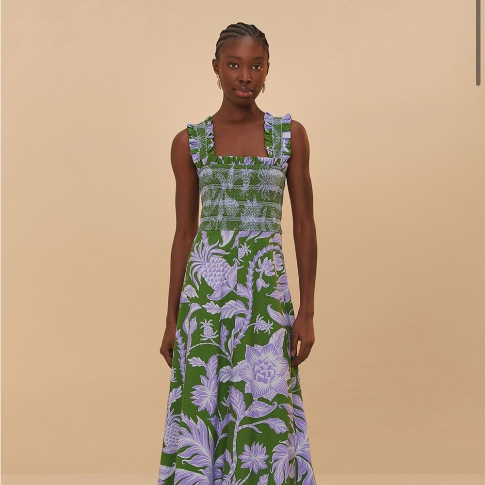 FARM Rio Green and Lavender Maxi Dress